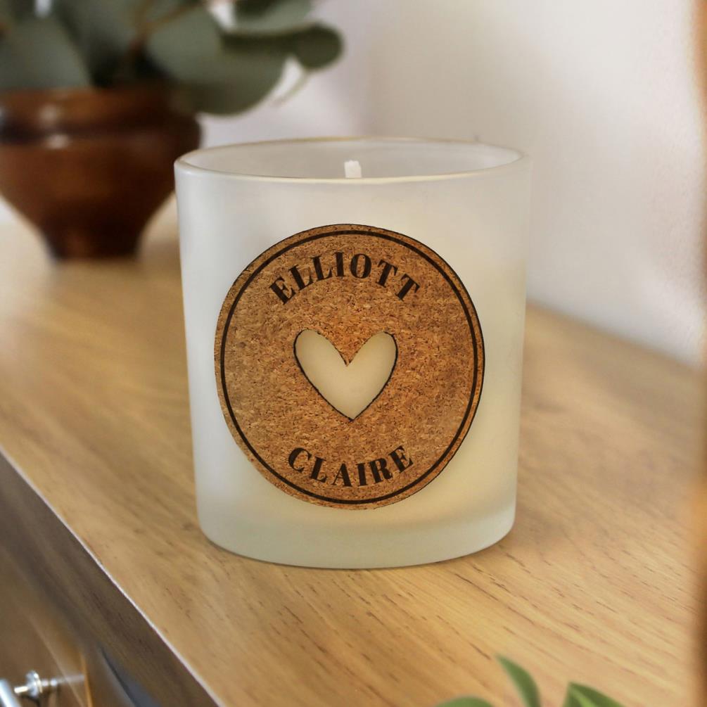 Personalised Heart Cork Label Jar Candle Extra Image 2